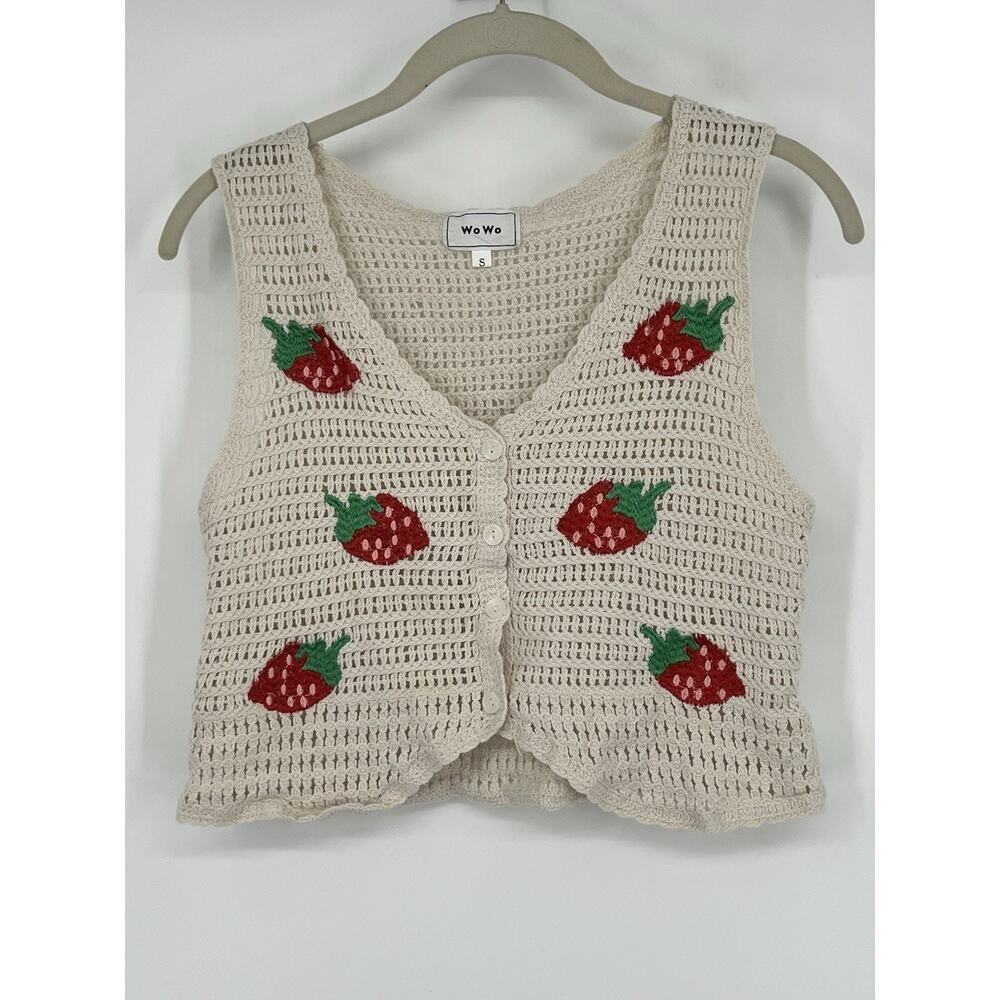 Lot Of 2 Crochet Top Size Small Boho Festival Cottagecore Hippie Fruit Patchwork - Picture 7 of 14